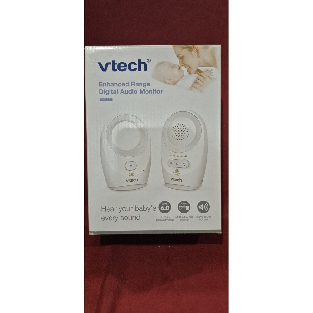 New VTech DM1111 Enhanced Digital Audio Baby Monitor White Open Box Baby Shower